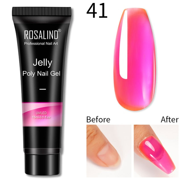 ROSALIND Glitter Poly Nail Gel Extension 15ml Gel Polish All For Manicure Poly Builder Gel Semi Permanent Soak Off Nail Art