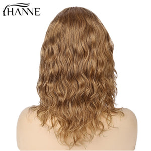 HANNE Short Lace Part Wigs For Women Human Hair Wig Natural Wave Brazilian Remy Natural Black/99j/30 Pre Plucked Bleached Knots