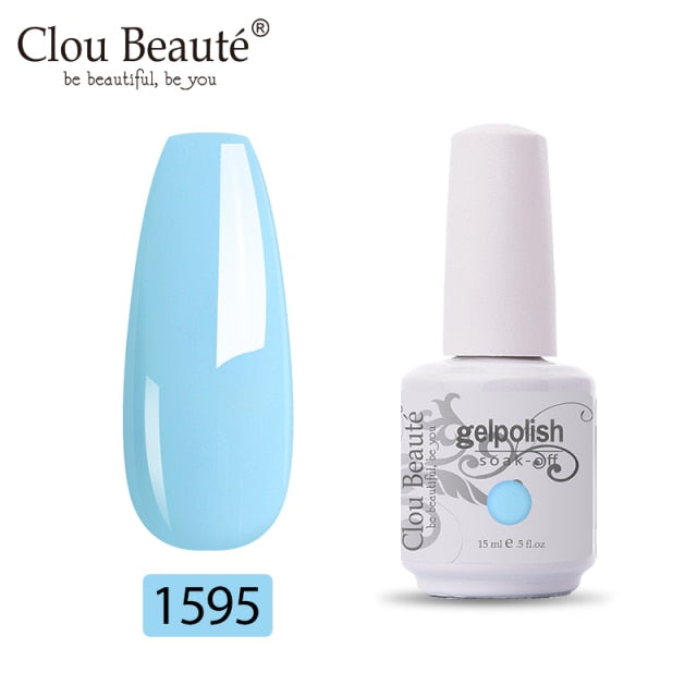 Clou Beaute 64 Colors Nail Gel Polish Vernis Ongle Semi Permanent Nail Glue Varnish 15ml Base Top Coat Nails Gel UV Colors
