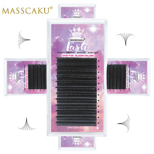 MASSCAKU Make-up Super Long Easy Fanning False Eyelash Extension 8-20mm Fast Blooming 2d-20d Fanning Lashes for Building
