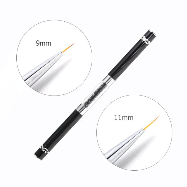 Nail Art Liner Brush Tool Carved Crystal Ultra-thin Line Drawing Pen Pull Wire Phototherapy Flower Double Pen Metal Pen