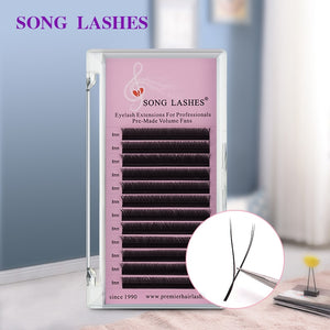 Free shipping SONG LASHES YY Shape Premade Fans Eyelash Extensions  For Salon  Individual eyelashes  0.05 and 0.07 D and DD curl