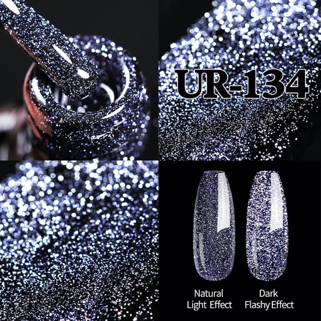UR SUGAR Reflective Glitter Gel Nail Polish 7.5ml Sparkling Auroras Laser Nail Gel Nail Art Varnish Semi Permanent Top Base Coat