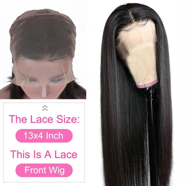 YYong Long 4x4 & 13x4 Straight Lace Front Human Hair Wig Pre Plucked Bleached Knots With Baby Hair 30 inch Remy Lace Closure Wig