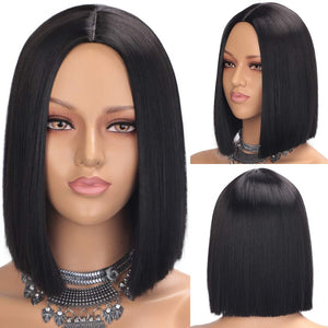 AISI HAIR Short Bob Wig With Bangs for Women Synthetic Bob Wigs Black Pink Purple Wig for Party Daily Use Shoulder Length