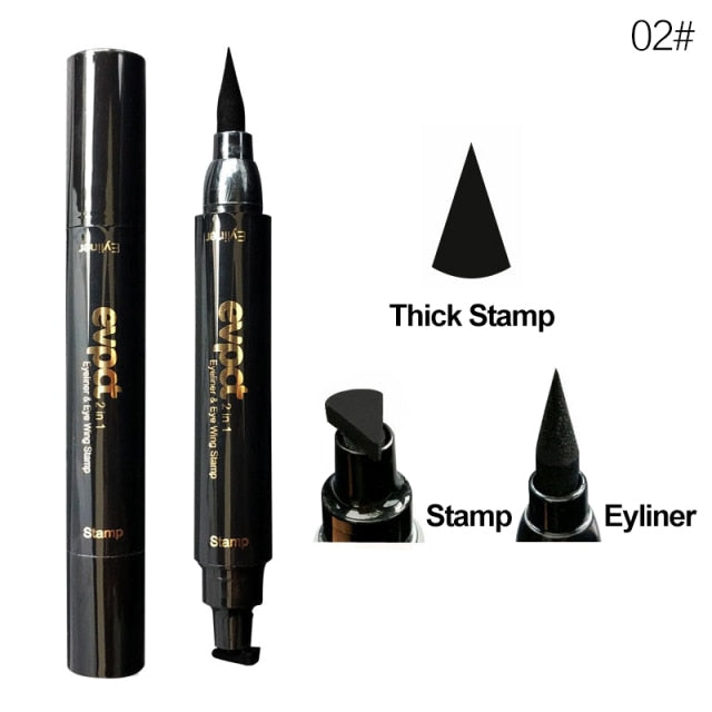 Evpct 1Pcs Double-Headed Seal Black Blue Eyeliner Triangle Seal Eyeliner 2-1 Waterproof Eyeliner Stamp Contouring Makeup TSLM2