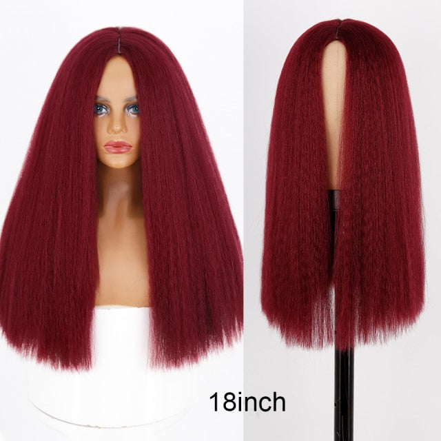 Synthetic Wigs Yaki Straight Hair Wig For Women Yaki Straight 30 inch Long Afro Hair Wig Heat Resistant Fiber African Wig