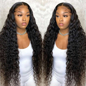 Transparent Deep Wave Frontal Wig Lace Front Human Hair Wigs For Women Wet And Wavy Human Hair Wig Curly Brazilian Deep Wave Wig