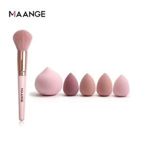 MAANGE Pro Pink Makeup Brush with Mini Sponge Sets EyeShadow Foundation Powder Blush Eyeliner Eyelash Beauty Make Up Tools Set