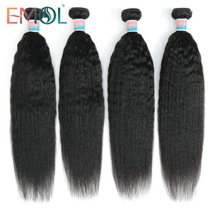 Kinky Straight Hair Bundles 100% Human Hair Weave Wholesale Vendor Yaki Straight Hair 3/4 Bundles Natural Hair Extensions EMOL