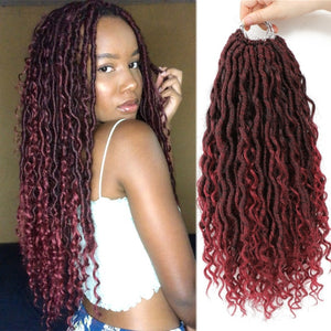 Synthetic Crochet Braids Hair Passion Twist River Goddess Braiding Hair Extension Ombre Brown Faux Locs With Curly Hair X-TRESS