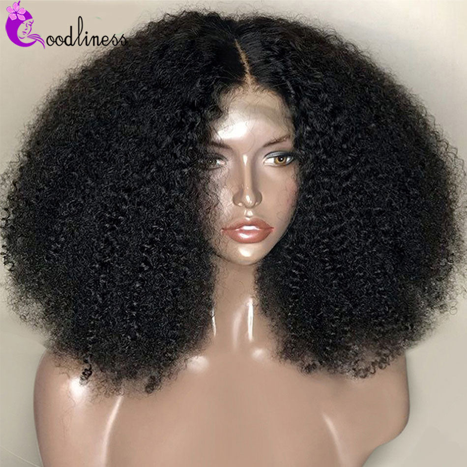 Afro Kinky Curly Wig Human Hair Afro Wig 250 Density Lace Wig Short Lace Front Human Hair Wigs With Baby Hair Mongolian Remy