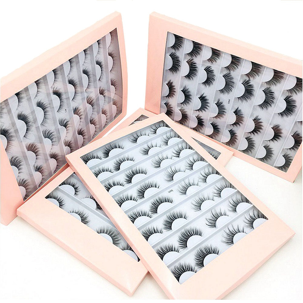 8/10/16 Pairs 3D Mink Lashes Pack in Bulk,Messy Fluffy Volume Long Faux Cils,Mixed Dramatic Natrual Mink Eyelashes Packaging