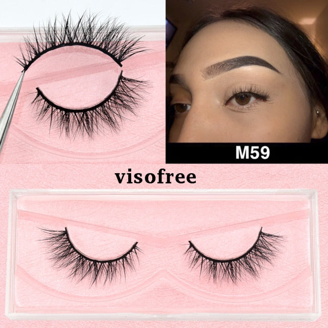 Visofree Lashes 10-13mm Mink Lashes Natural Soft Wispy Eyelashes Cruelty Free Mink Eyelashes Makeup Faux Cils False Eyelashes