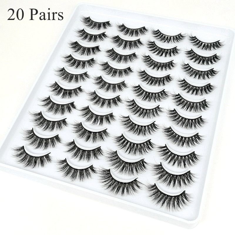 3D Mink Lashes Pack 8/20 Pairs in bulk,Mix Dramatic Natrual False Mink Eyelashes,Messy Fluffy Long Faux Cils Packaging wholesale