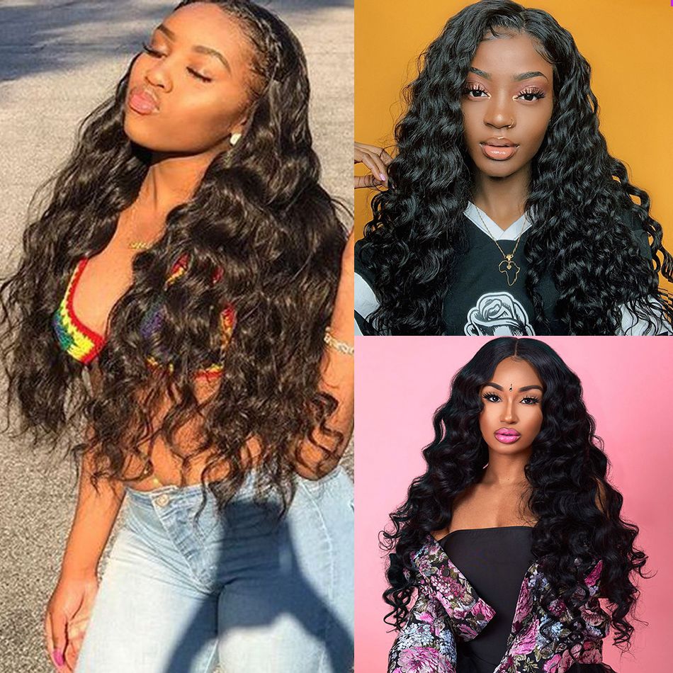 Uwigs 250 Density Lace Wig 28 30 Inch Loose Deep Wave Wig 13x4 Lace Front Human Hair Wigs For Women Deep Wave Frontal Wig  Remy