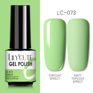 LILYCUTE Fluorescent Nail Gel Polish  Nail Color Glitter Sequins Matte Effect Gel Long Lasting Base Top Coat Nail Art