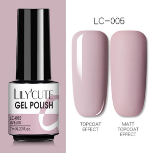 LILYCUTE Fluorescent Nail Gel Polish  Nail Color Glitter Sequins Matte Effect Gel Long Lasting Base Top Coat Nail Art