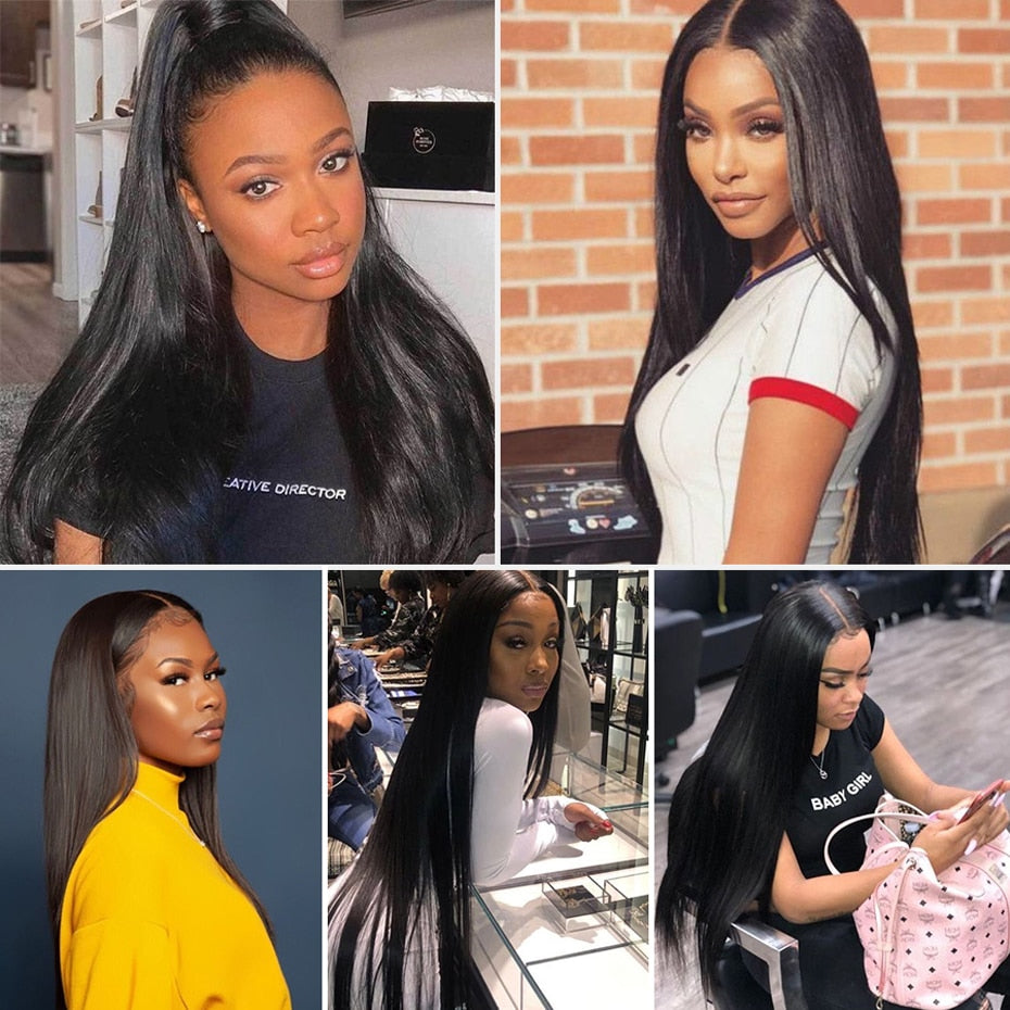 Magic Wave 30 32 34 40 Inch Straight Brazilian Hair Weave Bundles With Frontal Human Hair Bundles With Closure Remy Hair Extensi