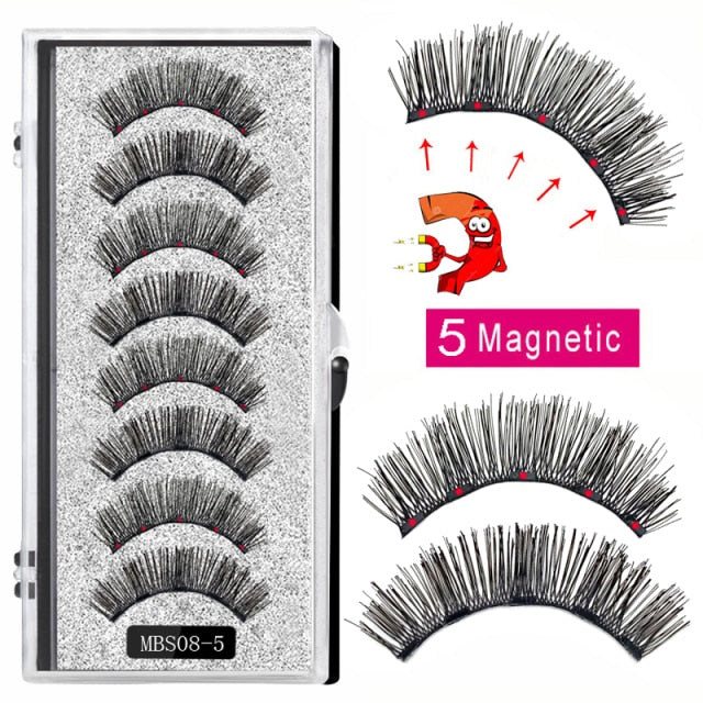 2021 4 pairs 5 Magnet Magnetic False Eyelashes 3D Lasting Magnetic Eyelashes Natural Artificial Mink lashes Faux Cils Magnetique