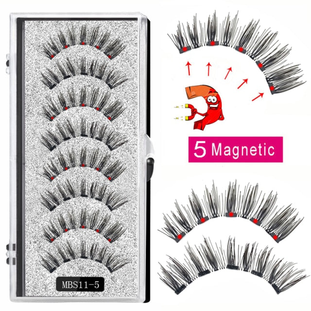 2021 4 pairs 5 Magnet Magnetic False Eyelashes 3D Lasting Magnetic Eyelashes Natural Artificial Mink lashes Faux Cils Magnetique