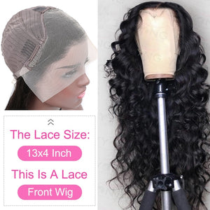 YYong 30 inch 13X4 Transparent Lace Front Human Hair Wig Malaysian Loose Deep Remy Human Hair Lace Closure Wig Natural Hairline