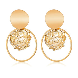 LOVR New Korean Statement Drop Earrings For Women Fashion Vintage Geometric Long Dangle Earrings 2021 kolczyki Female Jewelry