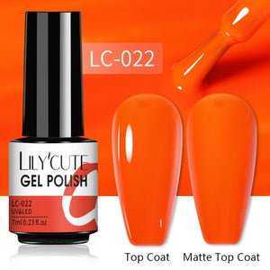 LILYCUTE 7ml Gel Nail Polish Semi Permanent Solid Gel Polish Lamp Varnishes Soak Off Nail Art Manicure Top Coat Gellak DIY Gel