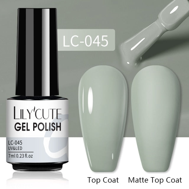 LILYCUTE 7ml Gel Nail Polish Semi Permanent Solid Gel Polish Lamp Varnishes Soak Off Nail Art Manicure Top Coat Gellak DIY Gel