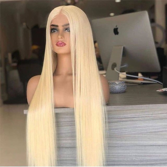 180% Straight 1b/27 Ombre Synthetic Hair Wig For Women 2 Color Honey Blonde Lace Front Fiber wigs Natural Hairline