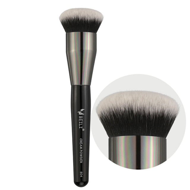 BEILI Black Foundation Make up Brush Big Definer Powder Blush Soft Synthetic Makeup Brushes Highlighter Fan Contour Tools