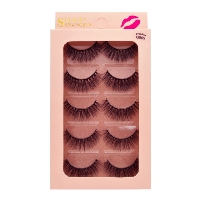 5 Pairs 3D Eyelashes Hand Made Natural Long Faux Mink Lashes High Quality False Eyelash Extensions Maquiagem Makeup Tool