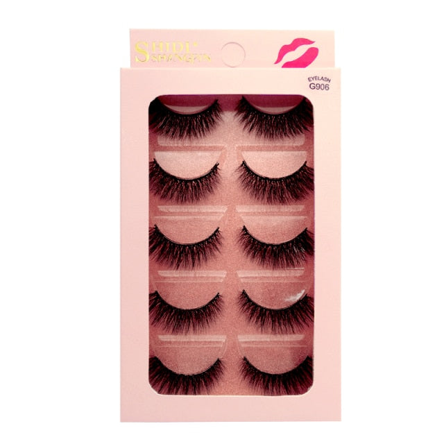 5 Pairs 3D Eyelashes Hand Made Natural Long Faux Mink Lashes High Quality False Eyelash Extensions Maquiagem Makeup Tool