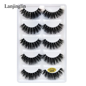 5 Pairs 3D Eyelashes Hand Made Natural Long Faux Mink Lashes High Quality False Eyelash Extensions Maquiagem Makeup Tool