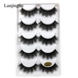 5 Pairs 3D Eyelashes Hand Made Natural Long Faux Mink Lashes High Quality False Eyelash Extensions Maquiagem Makeup Tool