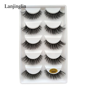 5 Pairs 3D Eyelashes Hand Made Natural Long Faux Mink Lashes High Quality False Eyelash Extensions Maquiagem Makeup Tool