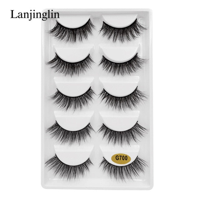 5 Pairs 3D Eyelashes Hand Made Natural Long Faux Mink Lashes High Quality False Eyelash Extensions Maquiagem Makeup Tool