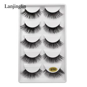 5 Pairs 3D Eyelashes Hand Made Natural Long Faux Mink Lashes High Quality False Eyelash Extensions Maquiagem Makeup Tool