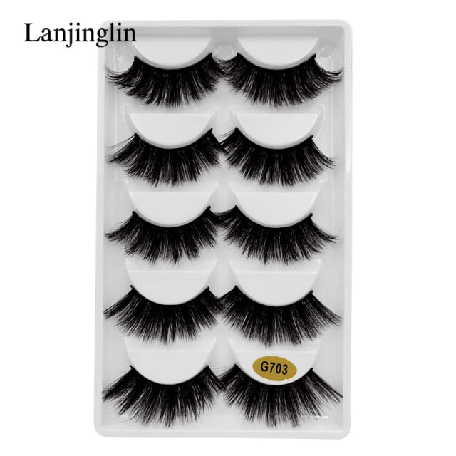 5 Pairs 3D Eyelashes Hand Made Natural Long Faux Mink Lashes High Quality False Eyelash Extensions Maquiagem Makeup Tool