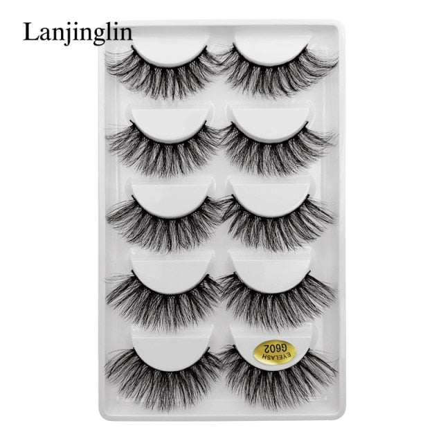 5 Pairs 3D Eyelashes Hand Made Natural Long Faux Mink Lashes High Quality False Eyelash Extensions Maquiagem Makeup Tool