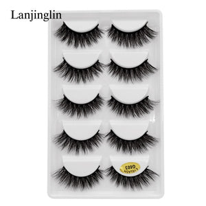 5 Pairs 3D Eyelashes Hand Made Natural Long Faux Mink Lashes High Quality False Eyelash Extensions Maquiagem Makeup Tool