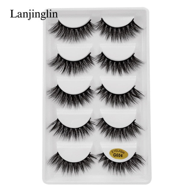 5 Pairs 3D Eyelashes Hand Made Natural Long Faux Mink Lashes High Quality False Eyelash Extensions Maquiagem Makeup Tool