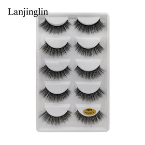 5 Pairs 3D Eyelashes Hand Made Natural Long Faux Mink Lashes High Quality False Eyelash Extensions Maquiagem Makeup Tool