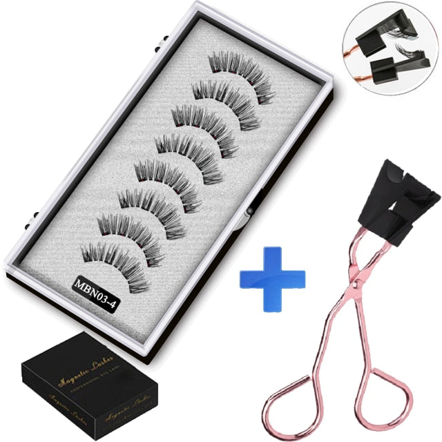 MB 4 Magnet Magnetic Eyelashes Natural Long 3D Mink Lashes Magnetic False Eyelashes Extension with Faux Cils Magnetique 2021 New