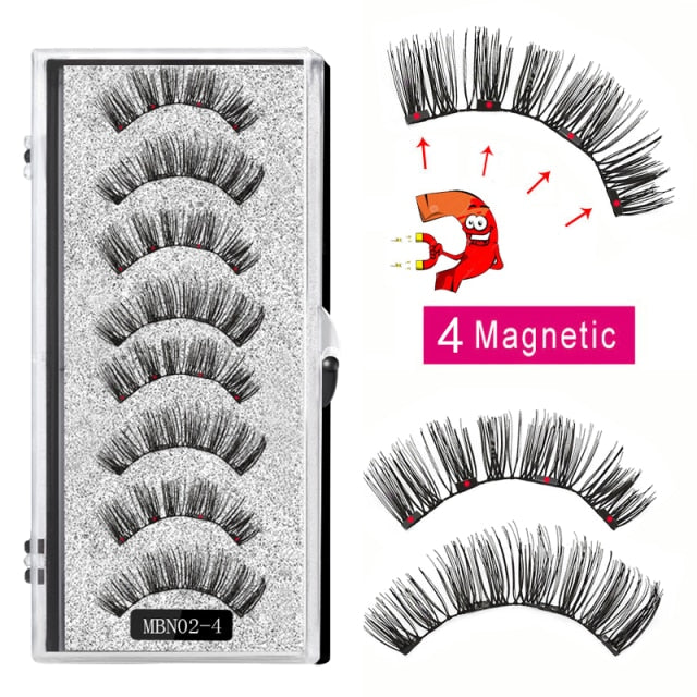 MB 4 Magnet Magnetic Eyelashes Natural Long 3D Mink Lashes Magnetic False Eyelashes Extension with Faux Cils Magnetique 2021 New