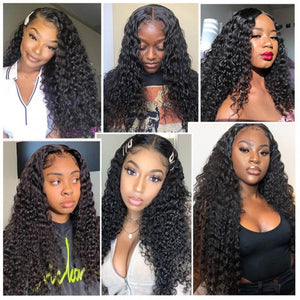 13x4 HD Transparent Lace Front Human Hair Wigs Deep Wave Lace Frontal Wig For Women Pre Plucked Brazilian Non-Remy Jazz Star