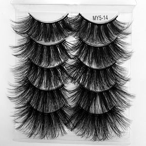 NEW 5Pair Fluffy Lashes 25mm 3d Mink Lashes Long Thick Natural False Eyelashes Lashes Vendors Makeup Mink Eyelashes