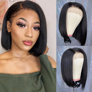 SVT Short Bob Straight 13X4 Lace Front Closure Wigs PrePlucked Baby Hair Bob Wig Lace Frontal T Part Human Hair Wigs For Women