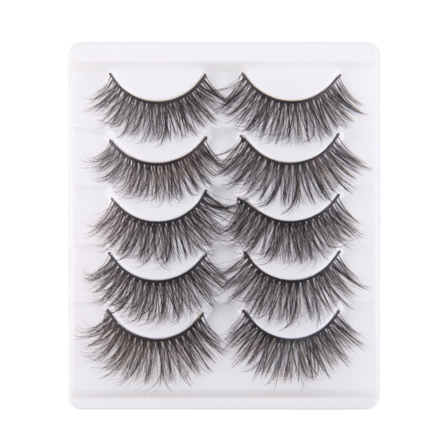 5 Pairs Handmade Eyelashes 3D Soft Mink Hair False Lashes Natural Long Wispy Makeup Fake Eye Lashes Extension Tools Supplies