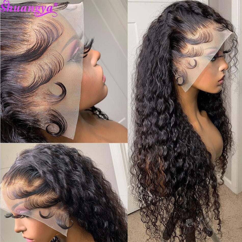 13x4 Transparent Brazilian Water Wave Lace Front Wig 100% Remy Human Hair Lace Wigs HD 5X5 Lace Closure Wig Curly Human Hair Wig